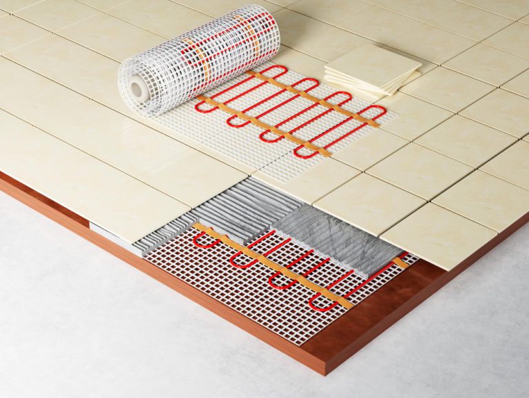 realistic 3d render underfloor heating electric floor heating system