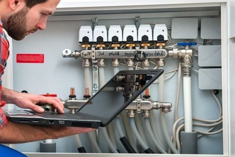 Technician servicing the underfloor heating