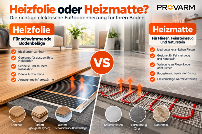 Heizfolie oder Heizmatte